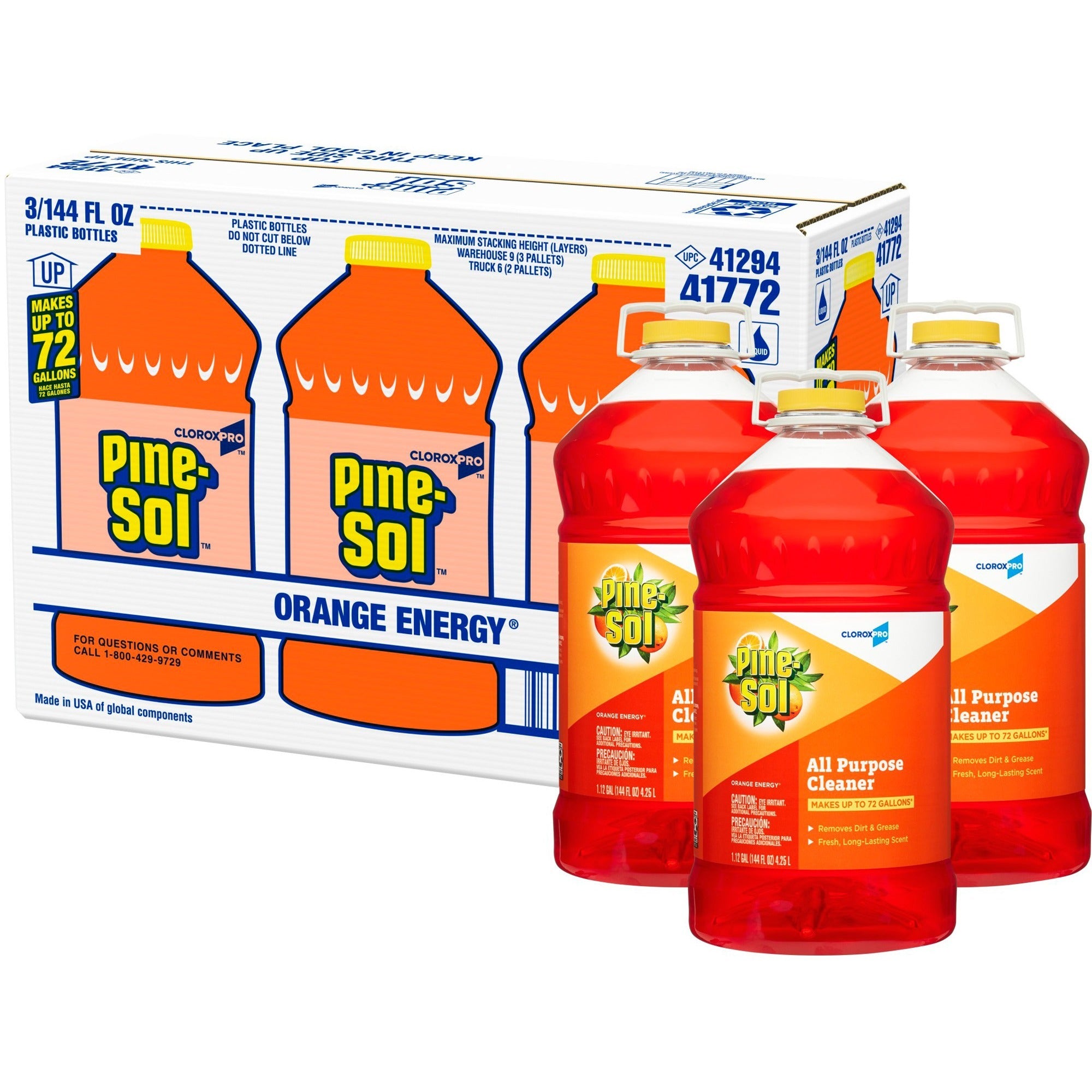 All-Purpose Cleaner, Orange Energy, 144 oz Bottle, 3/Carton