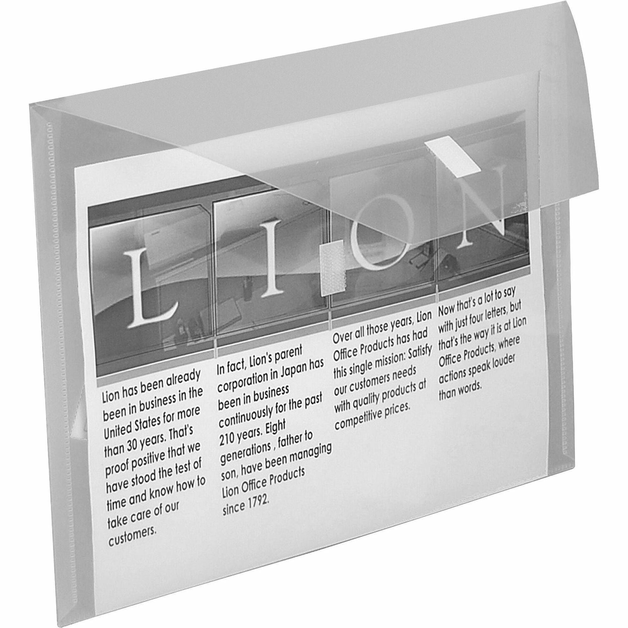 Lion 22070CR Letter Recycled Vinyl File Pocket - 8 1/2" x 11" - 2 Pocket(s) - Poly - Clear - 20% Recycled - 1 Each - 