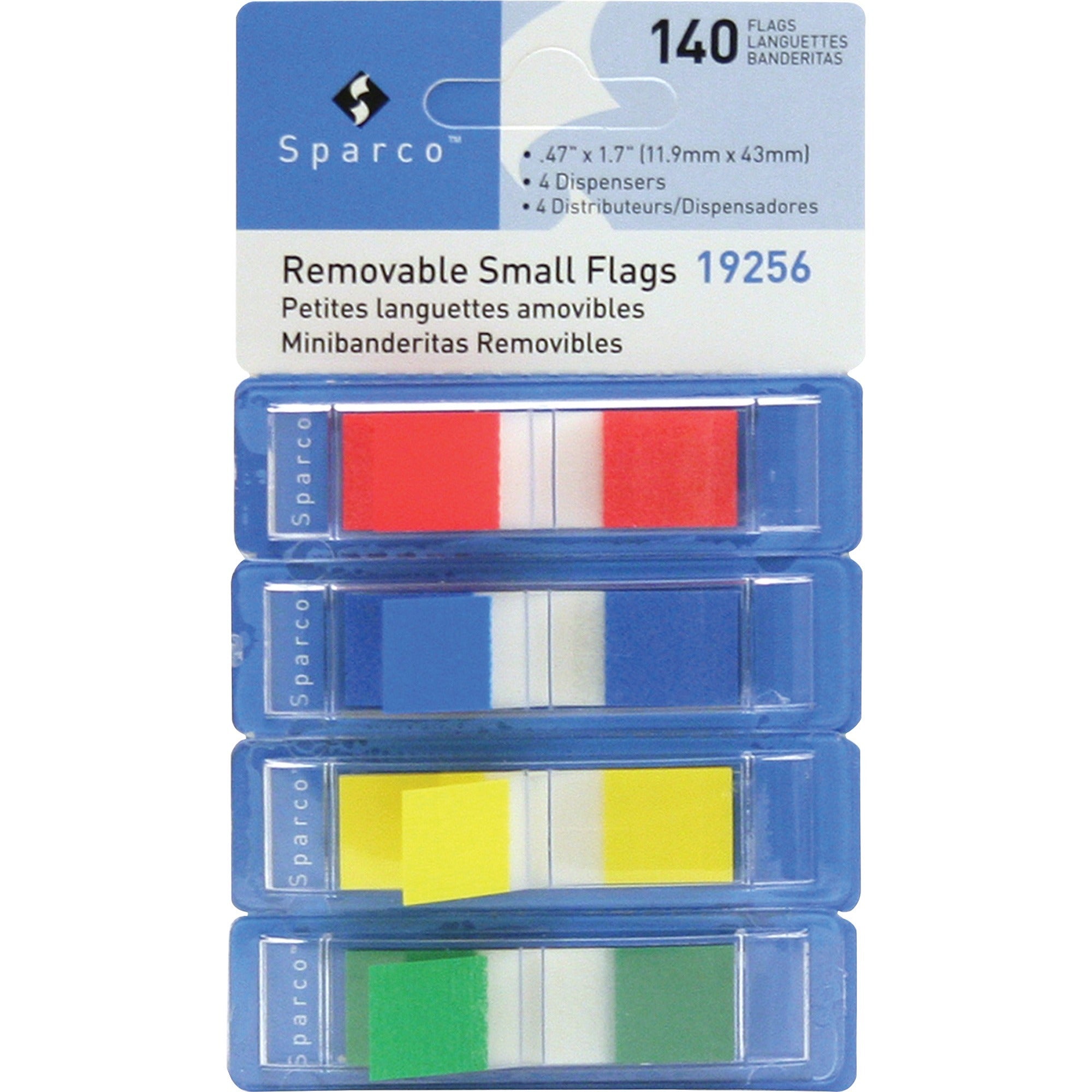 Sparco Pop-up Removable Small Flags - 0.50" - Assorted - See-through, Self-adhesive, Removable - 140 / Pack