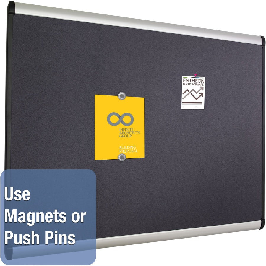 Prestige Plus Magnetic Fabric Bulletin Boards, 36 x 24, Gray Surface, Silver Aluminum Frame