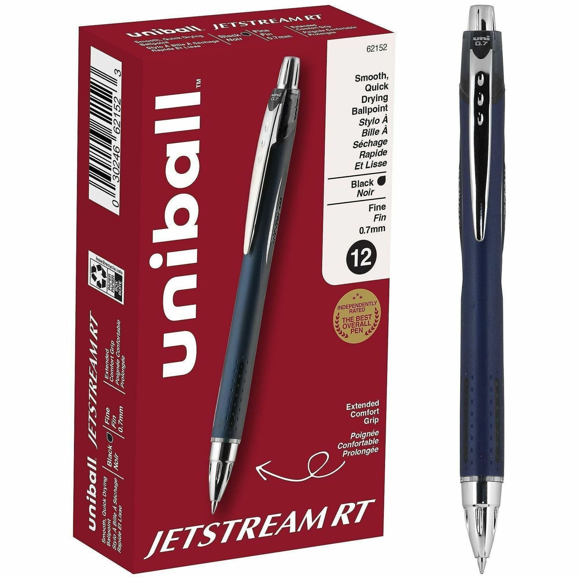 uni-ball - Jetstream RT Roller Ball Retractable Water-Proof Pen, Black Ink, Fine, Sold as 1 EA
