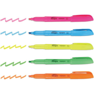 Integra Pen Style Fluorescent Highlighters - Chisel Marker Point Style - Assorted - 1 / Set