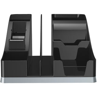 Silhouettes All-In-One Caddy, 6 Compartments, Plastic, 8.13 x 9.13 x 5.19, Black/Silver