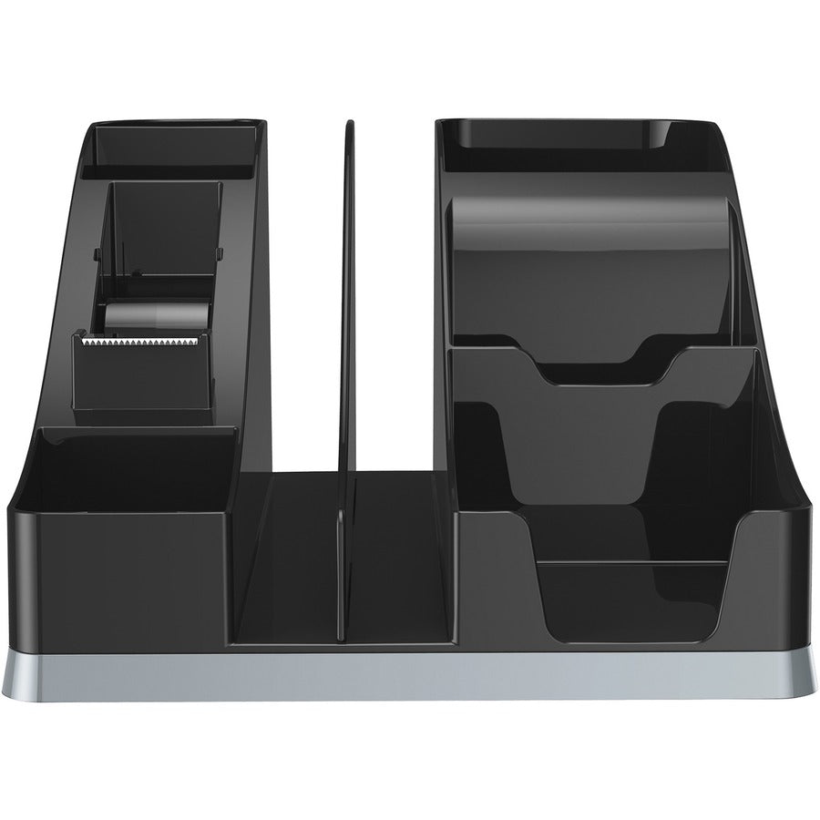 Silhouettes All-In-One Caddy, 6 Compartments, Plastic, 8.13 x 9.13 x 5.19, Black/Silver