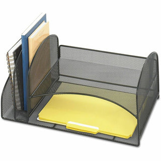 Onyx Mesh Desk Organizer, Two Vertical/Two Horizontal Sections, Steel Mesh, 17 x 10.75 x 7.75, Black