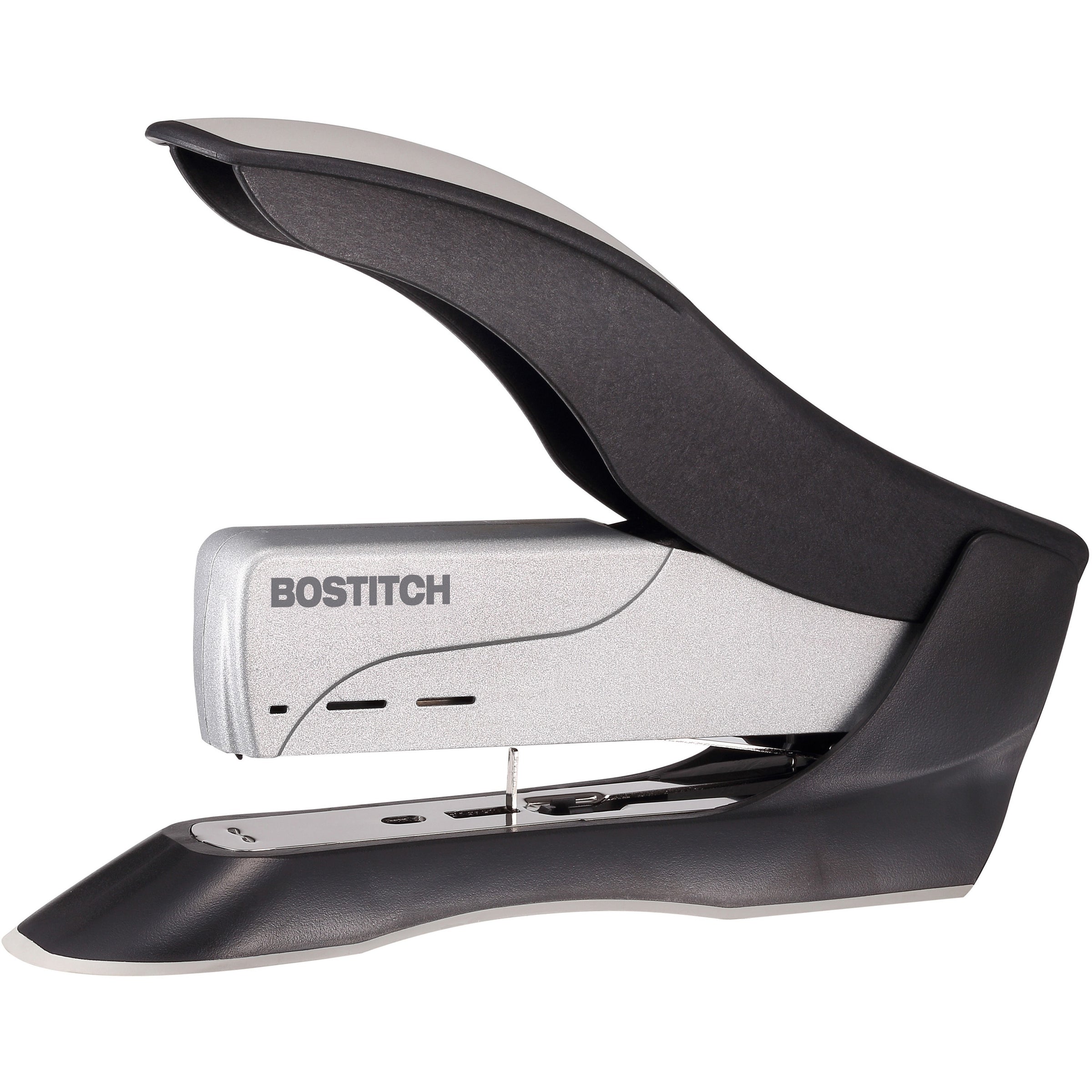 Spring-Powered Premium Heavy-Duty Stapler, 100-Sheet Capacity, Black/Silver