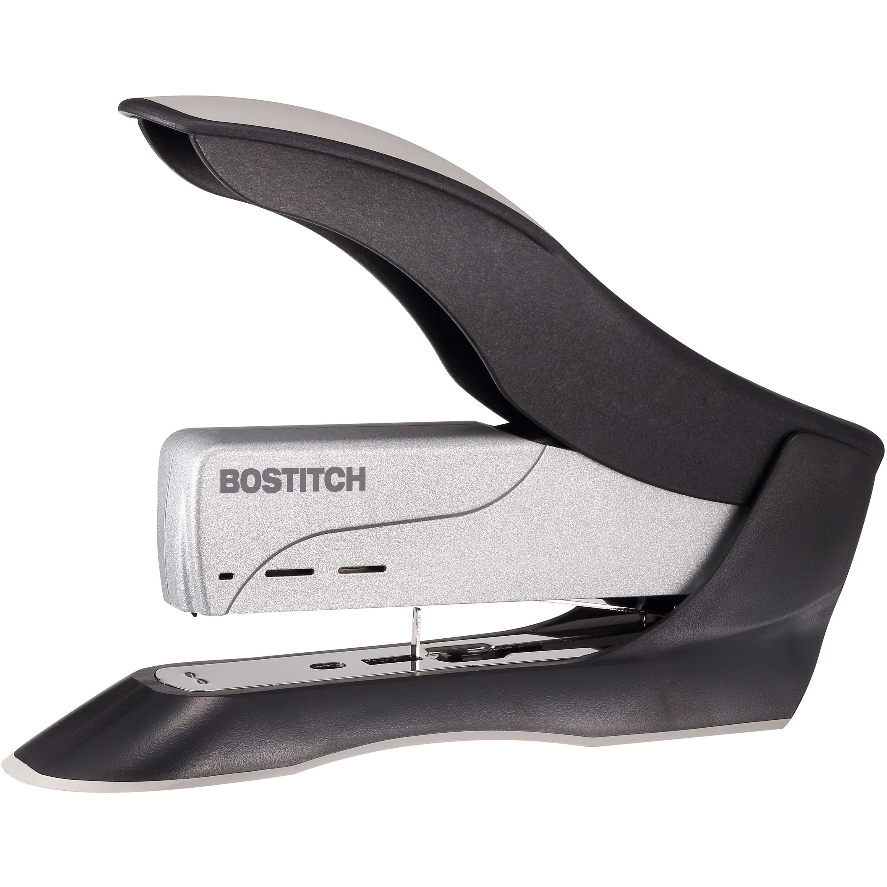 Spring-Powered Premium Heavy-Duty Stapler, 100-Sheet Capacity, Black/Silver