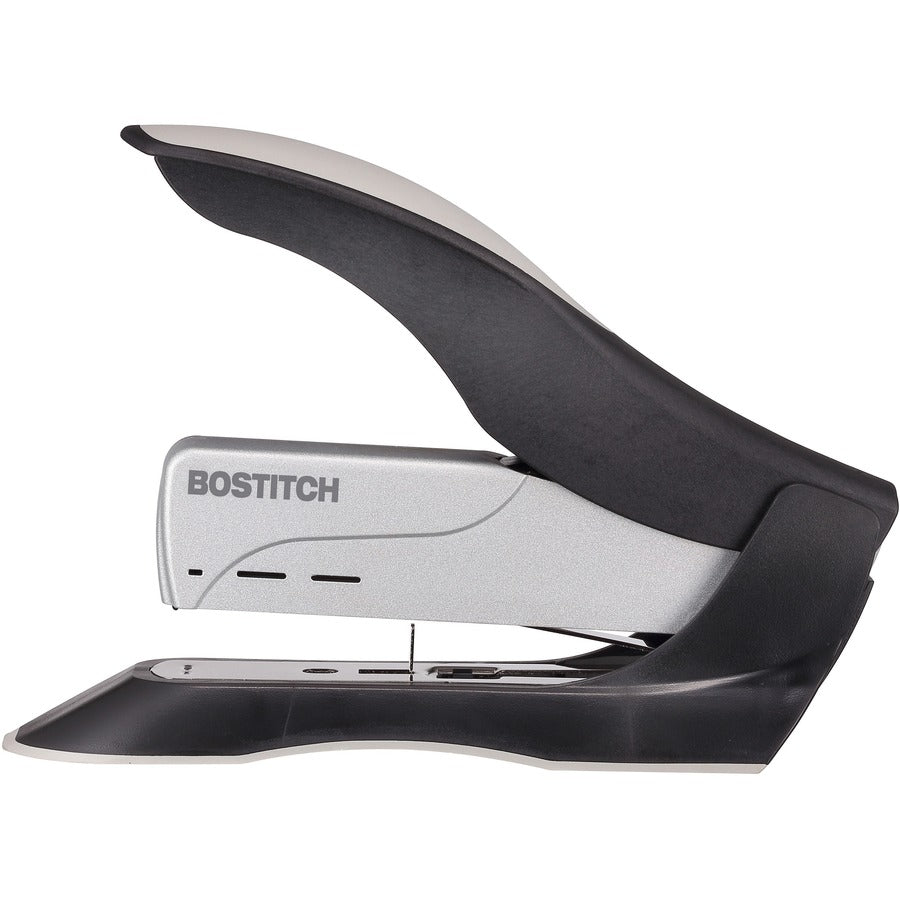 Spring-Powered Premium Heavy-Duty Stapler, 100-Sheet Capacity, Black/Silver