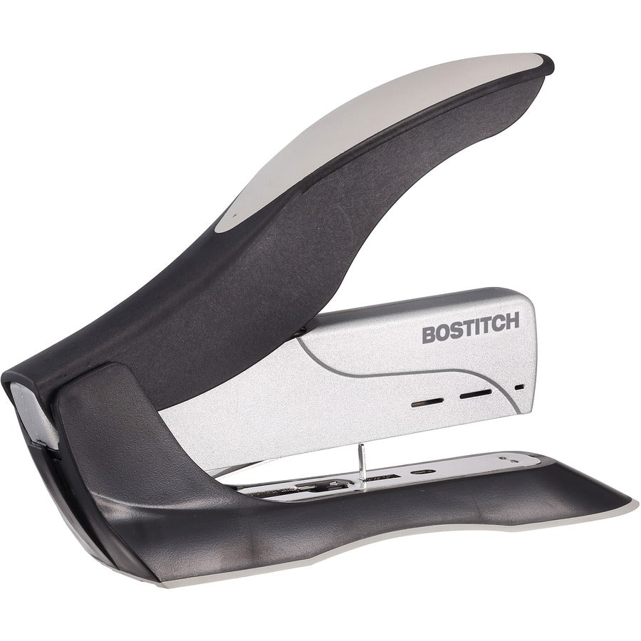 Spring-Powered Premium Heavy-Duty Stapler, 100-Sheet Capacity, Black/Silver