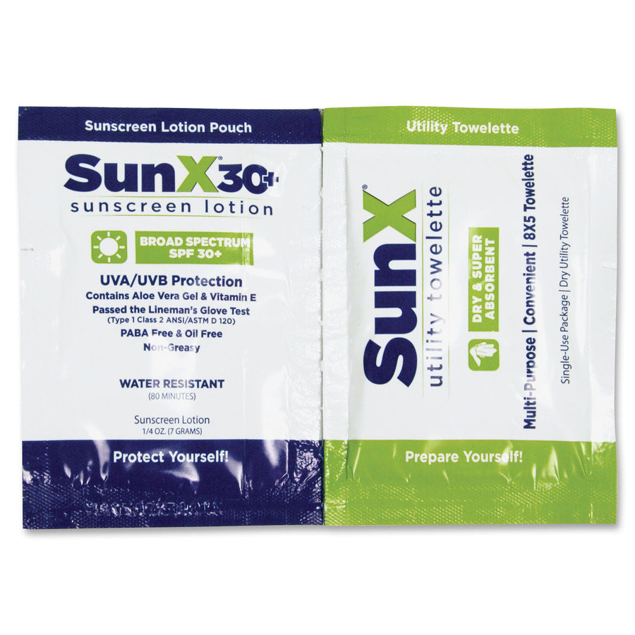 sunx-coretex-spf30-sunscreen-towelettes-with-dispenser-lotion-non-greasy-water-resistant-sweat-proof-oil-free-paba-free-1-each_suxctss010661 - 2
