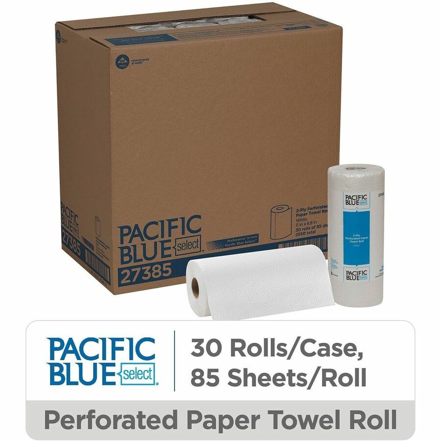 Pacific Blue Select Perforated Paper Towel Roll - 2 Ply - 8.80" x 11" - 85 Sheets/Roll - White - Paper - Perforated - For Healthcare, Food Service - 30 / Carton