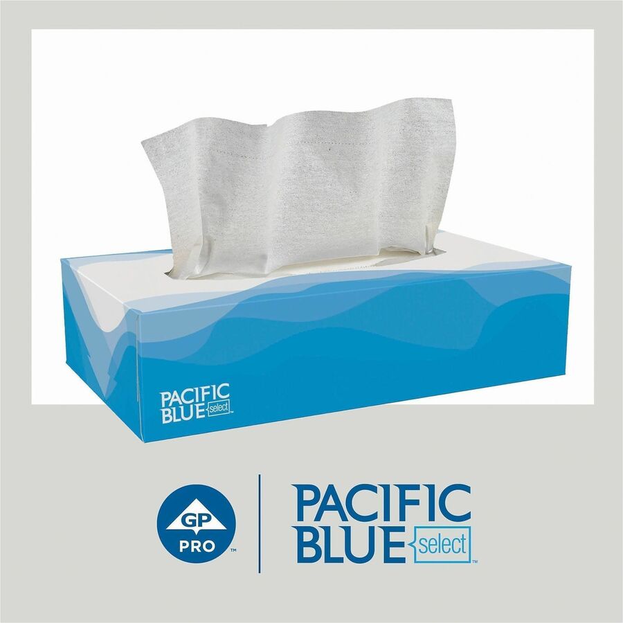 Pacific Blue Select Facial Tissue by GP Pro - Flat Box - 2 Ply - 8.33" x 8" - White - Paper - Soft, Absorbent - For Office Building - 100 Per Box - 30 / Carton