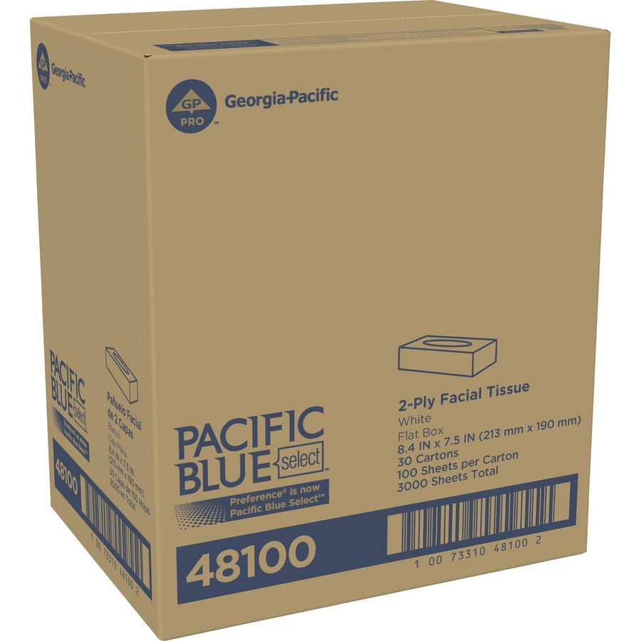 pacific-blue-select-facial-tissue-by-gp-pro-flat-box-2-ply-833-x-8-white-paper-soft-absorbent-for-office-building-100-per-box-30-carton_gpc48100ct - 4