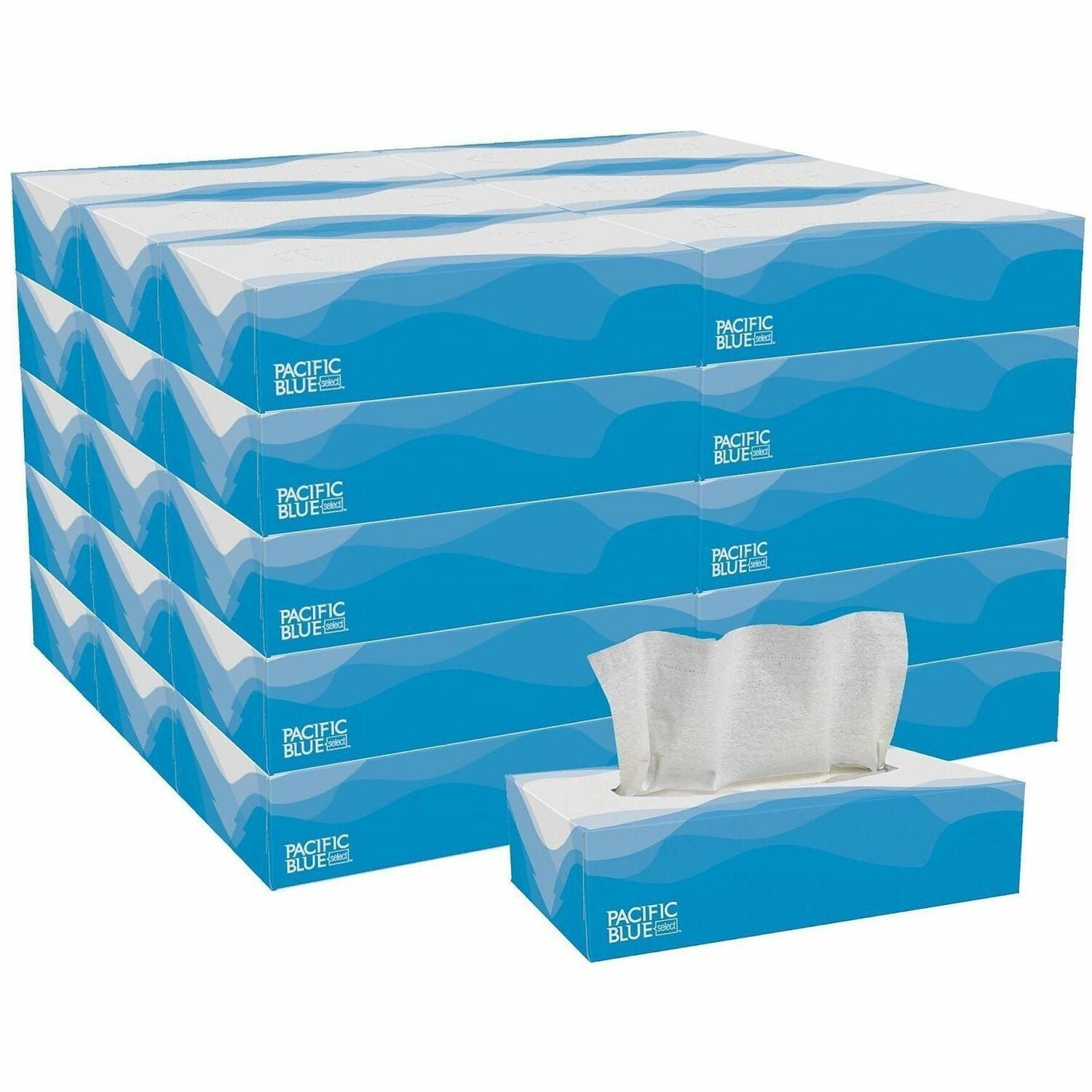 Pacific Blue Select Facial Tissue by GP Pro - Flat Box - 2 Ply - 8.33" x 8" - White - Paper - Soft, Absorbent - For Office Building - 100 Per Box - 30 / Carton