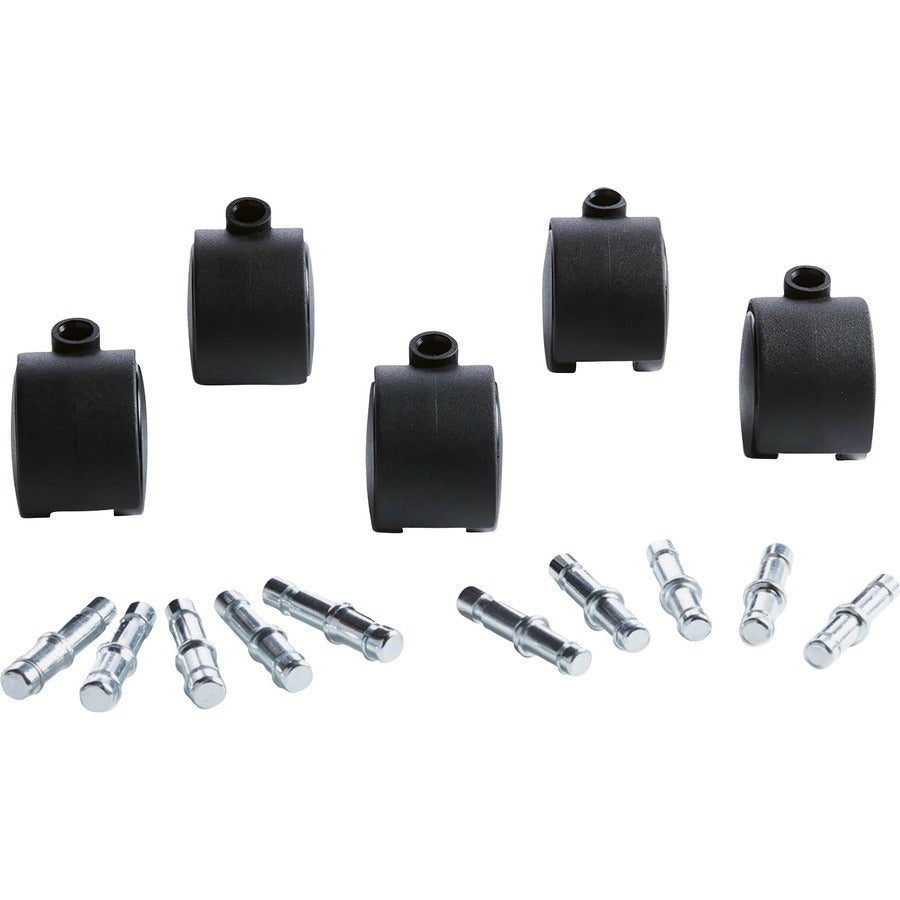 Deluxe Duet Casters, Grip Ring Type B and Type K Stems, 2" Hard Nylon Wheel, Matte Black, 5/Set