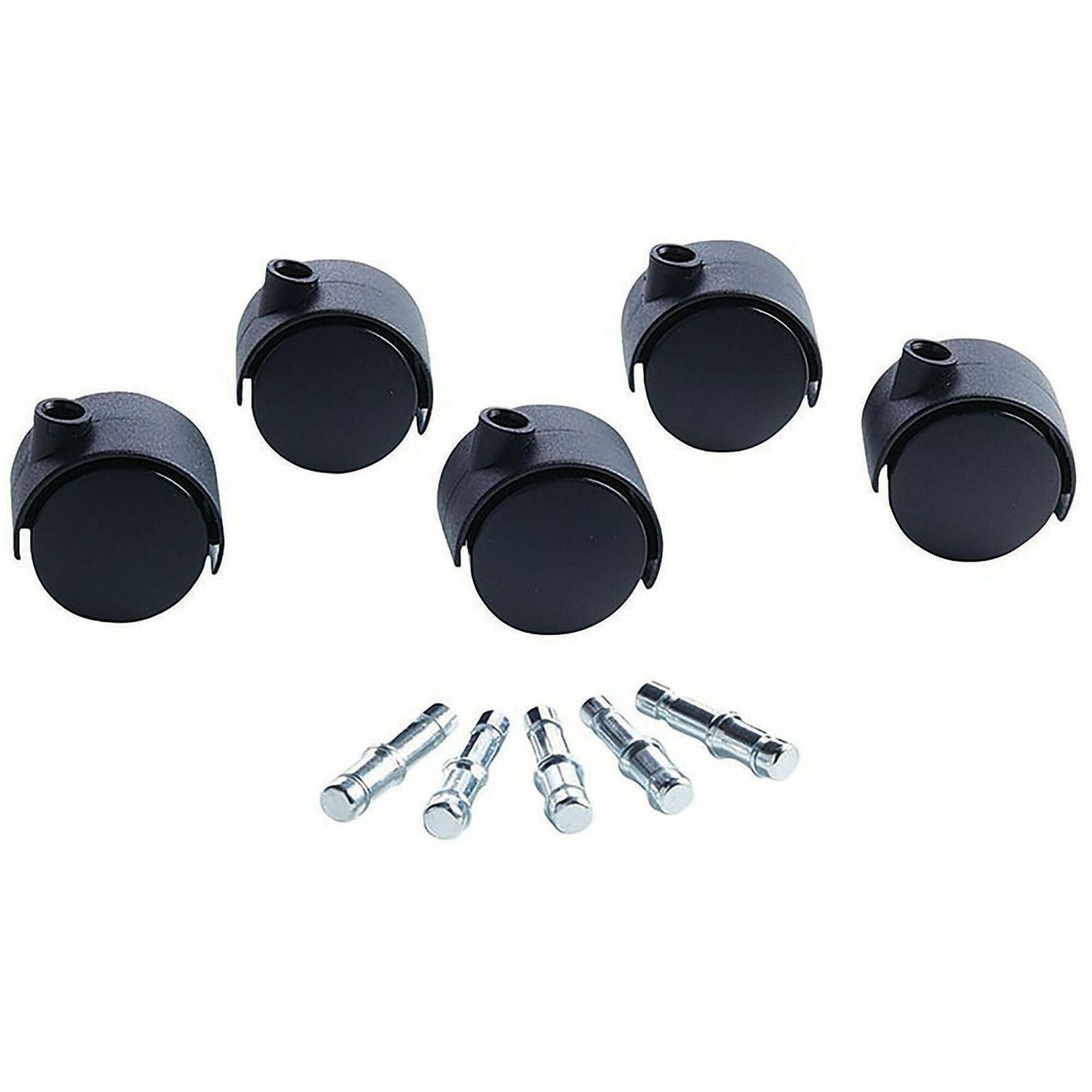 Deluxe Duet Casters, Grip Ring Type B and Type K Stems, 2" Soft Polyurethane Wheel, Matte Black, 5/Set