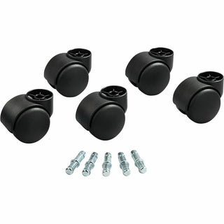 Deluxe Futura Casters, Flush Mount, Grip Ring Type B and Type K Stems, 2.19" Hard Nylon Wheel, Matte Black, 5/Set