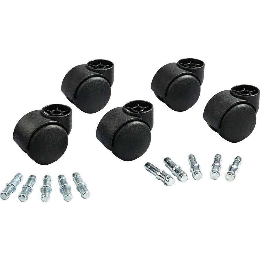 Deluxe Futura Casters, Flush Mount, Grip Ring Type B and Type K Stems, 2.19" Hard Nylon Wheel, Matte Black, 5/Set