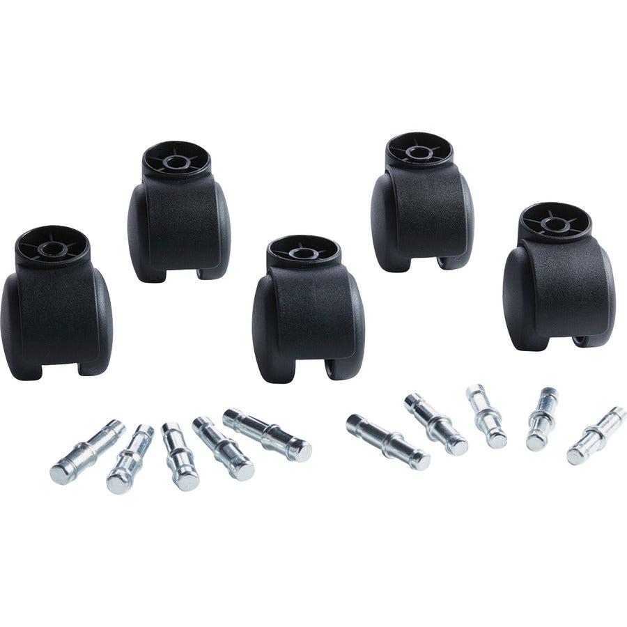 Deluxe Futura Casters, Flush Mount, Grip Ring Type B and Type K Stems, 2.19" Hard Nylon Wheel, Matte Black, 5/Set