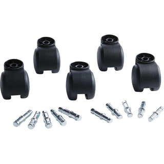 Deluxe Futura Casters, Flush Mount, Grip Ring Type B and Type K Stems, 2.19" Hard Nylon Wheel, Matte Black, 5/Set