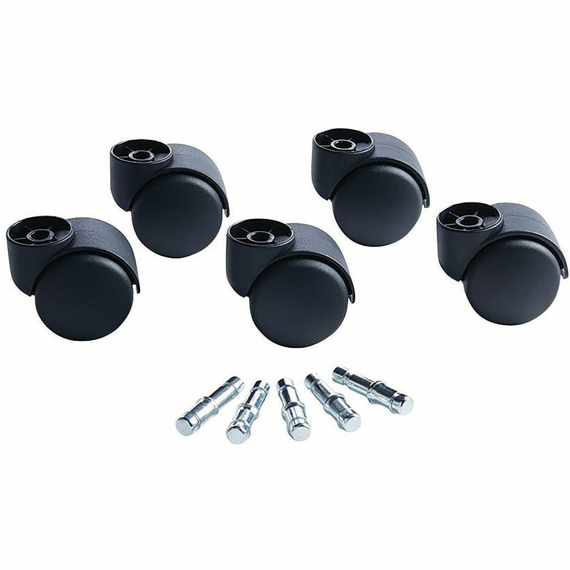 Deluxe Futura Casters, Flush Mount, Grip Ring Type B and Type K Stems, 2.19" Soft Polyurethane Wheel, Matte Black, 5/Set