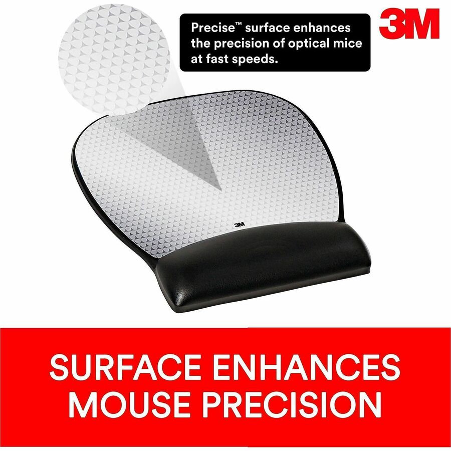 Antimicrobial Gel Large Mouse Pad with Wrist Rest, 9.25 x 8.75, Black