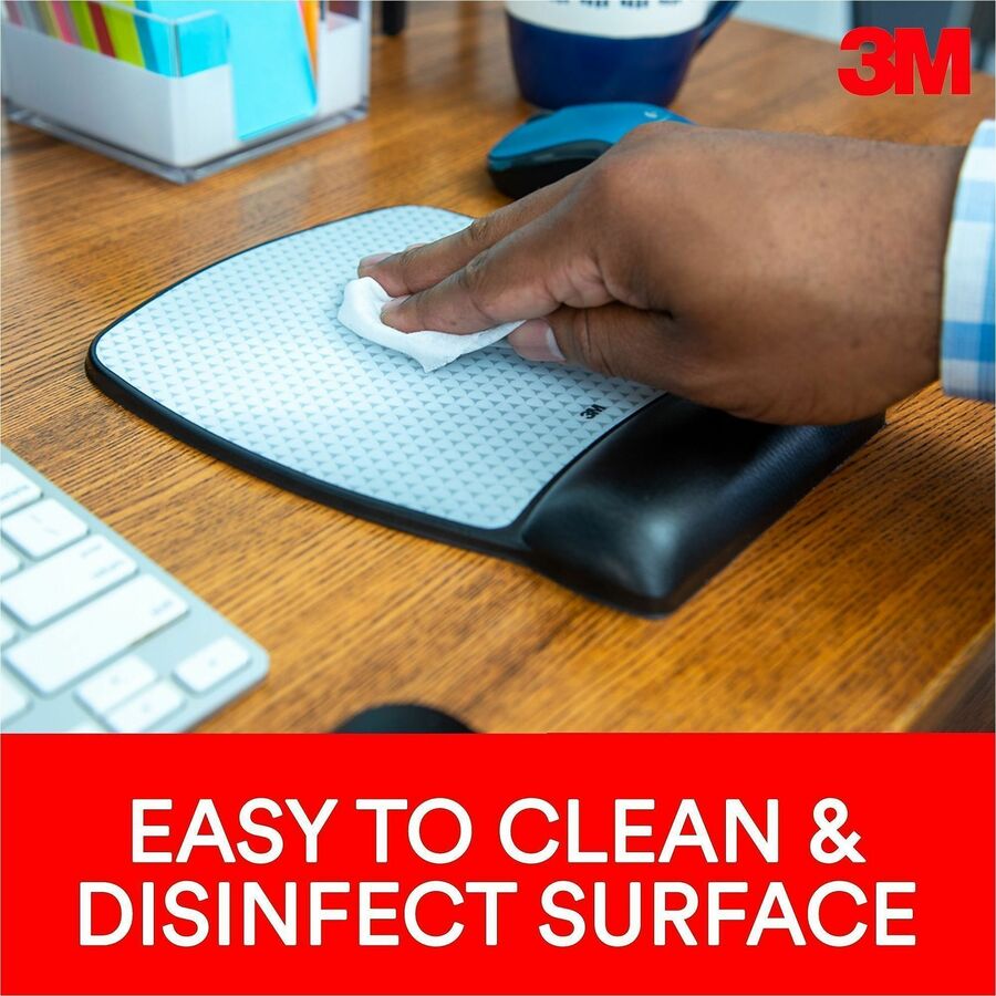 Antimicrobial Gel Large Mouse Pad with Wrist Rest, 9.25 x 8.75, Black