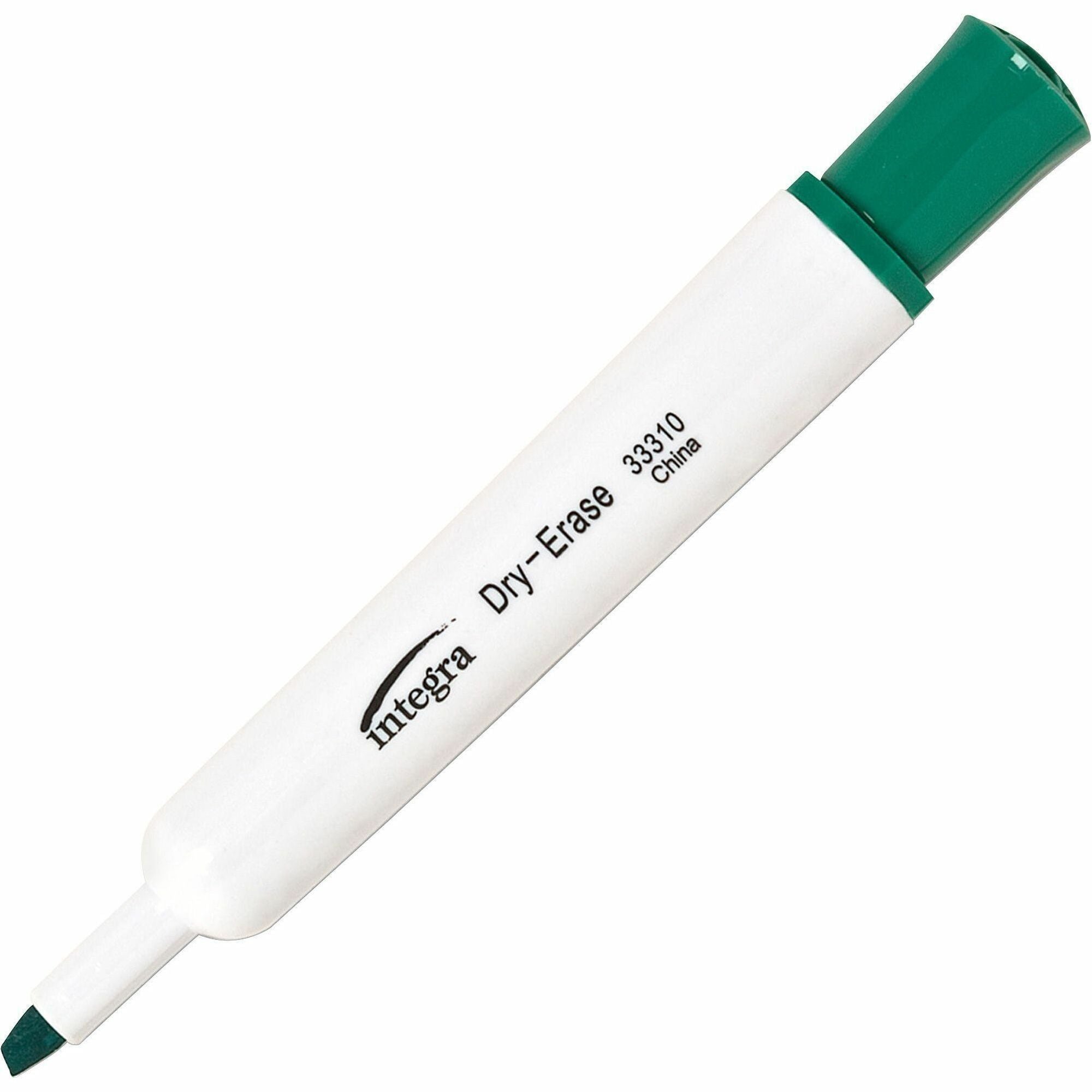 Integra Chisel Point Dry-erase Markers - Chisel Marker Point Style - Green - 1 Dozen - 