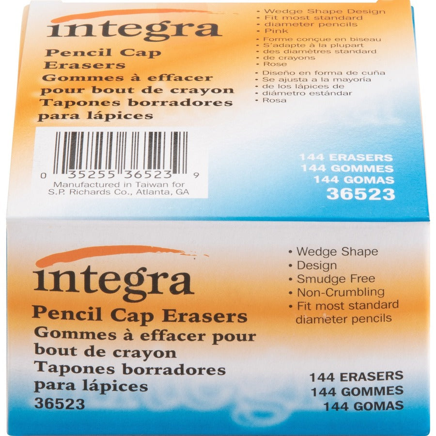 Integra Pink Pencil Cap Eraser - Pink - Wedge - 144 / Box - Latex-free