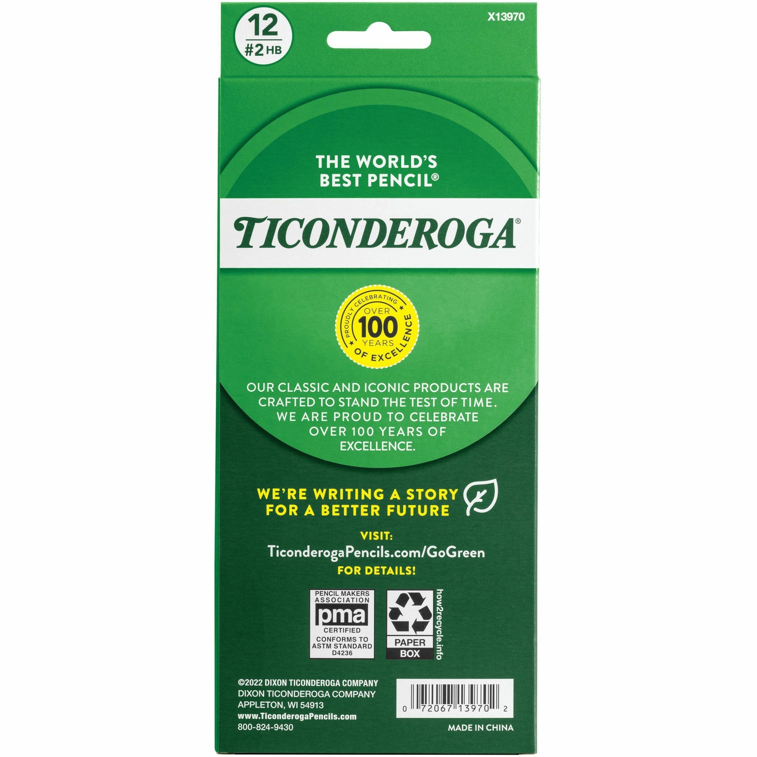 Ticonderoga Noir Pre-Sharpened No. 2 Pencils - #2 Lead - Black Lead - 1 Dozen - 