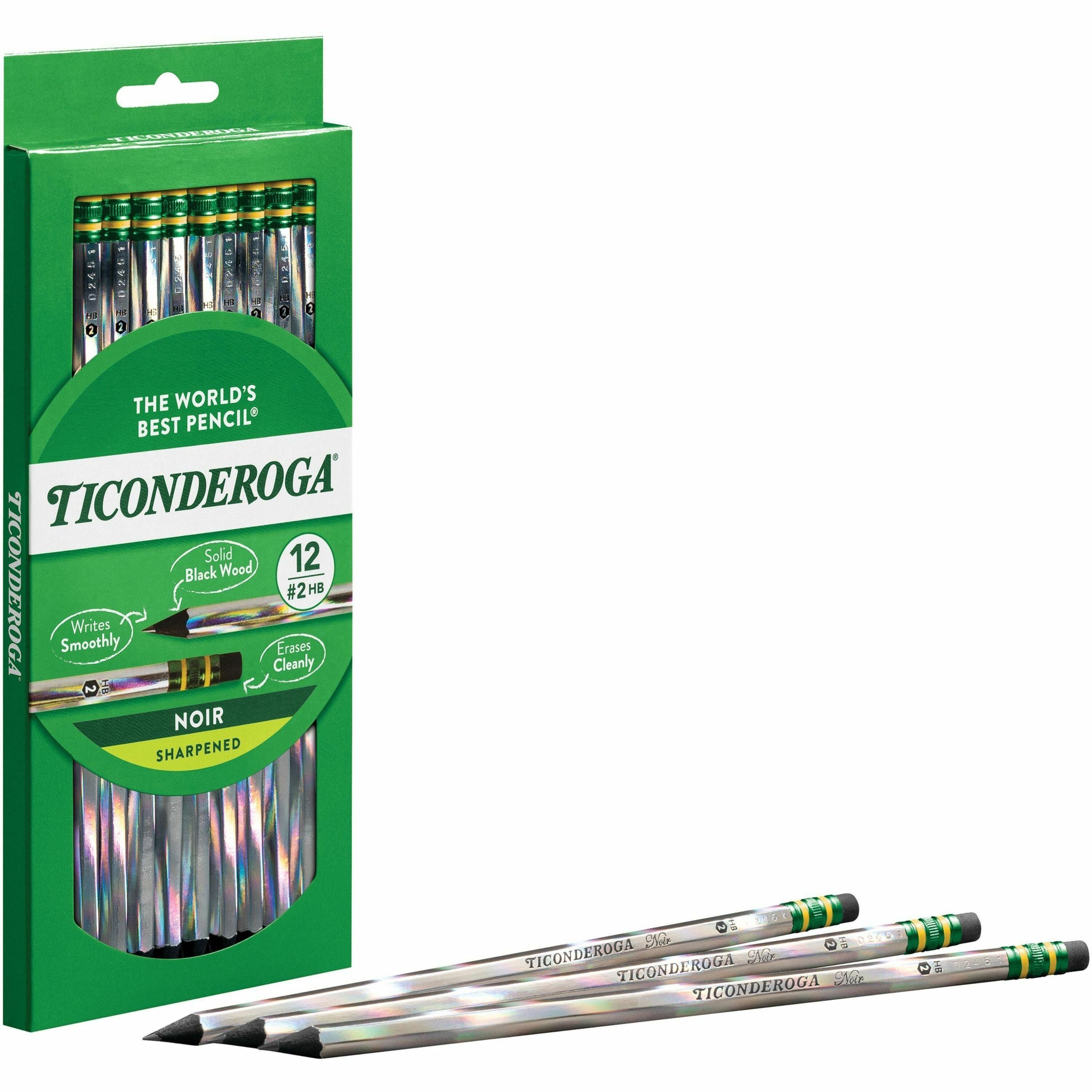 Ticonderoga Noir Pre-Sharpened No. 2 Pencils - #2 Lead - Black Lead - 1 Dozen - 