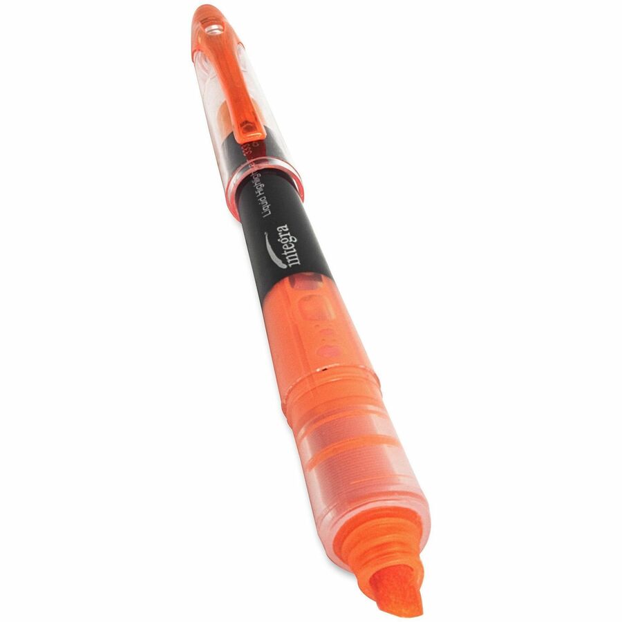 Integra Liquid Highlighters - Chisel Marker Point Style - Fluorescent Orange - 1 Dozen - 