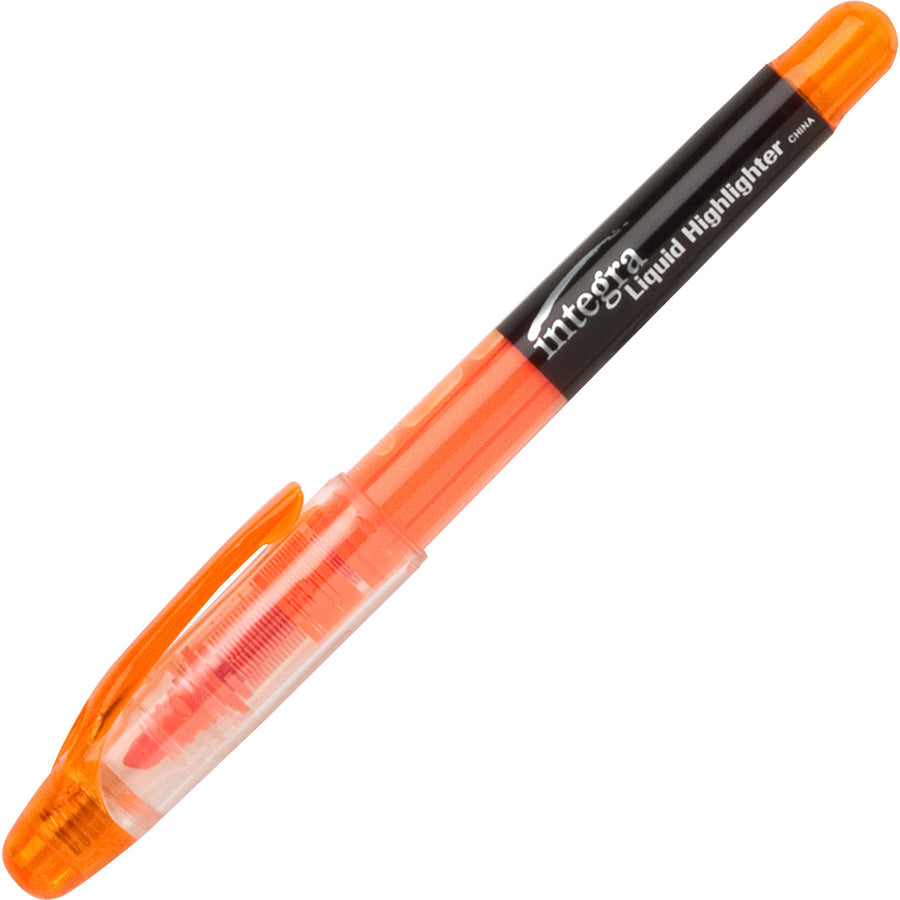 Integra Liquid Highlighters - Chisel Marker Point Style - Fluorescent Orange - 1 Dozen - 