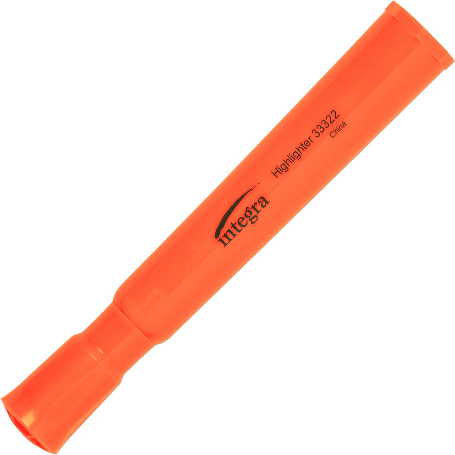 Integra Chisel Desk Liquid Highlighters - Chisel Marker Point Style - Fluorescent Orange - 1 Dozen - 