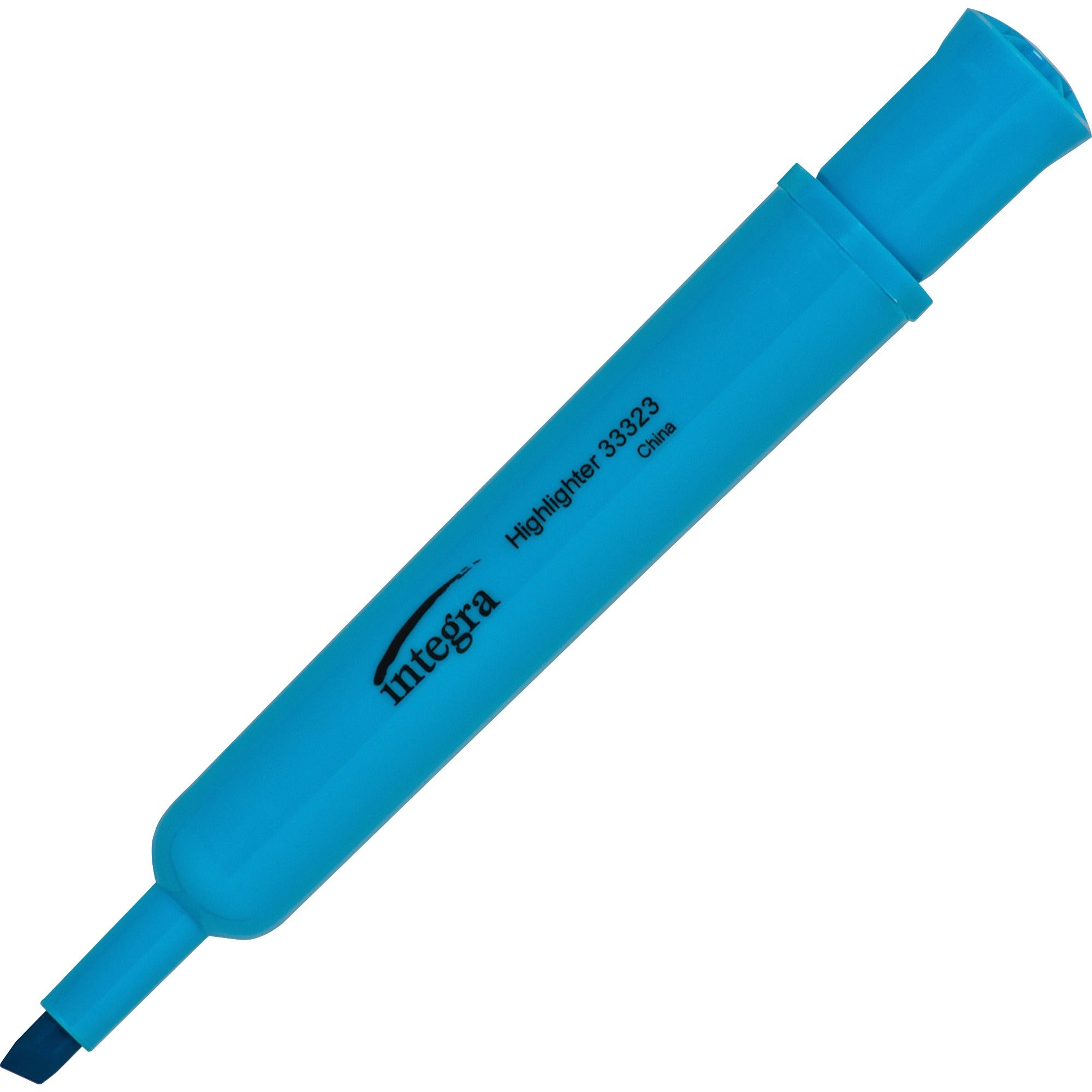 Integra Chisel Desk Liquid Highlighters - Chisel Marker Point Style - Fluorescent Blue - 1 Dozen - 