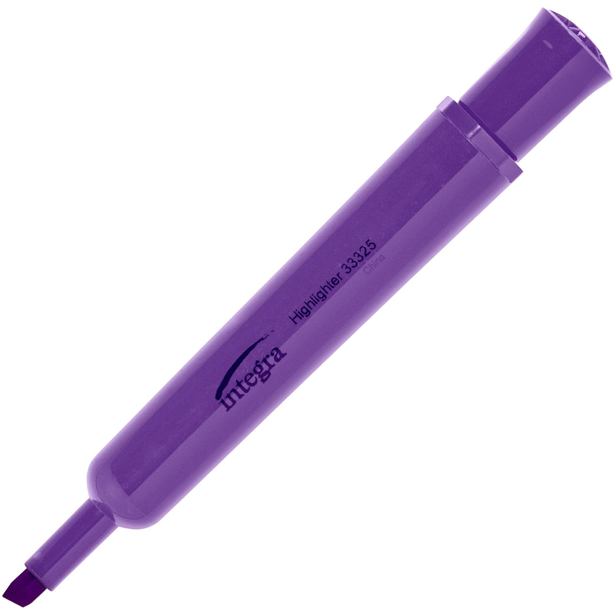 Integra Chisel Desk Liquid Highlighters - Chisel Marker Point Style - Purple - 1 Dozen - 