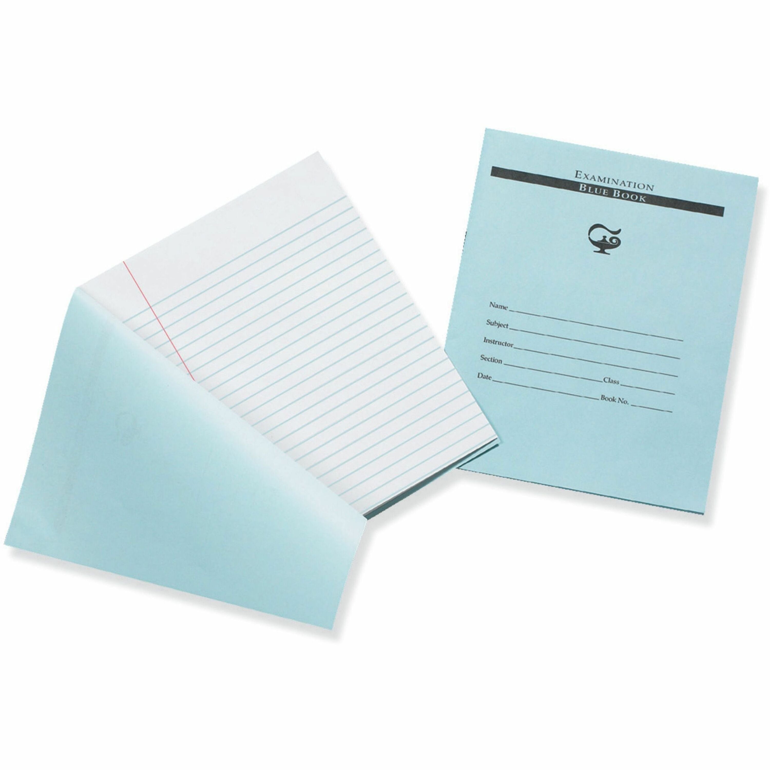 Pacon Blue Book Examination Book - 8 Sheets - 0.38" Ruled - Red Margin - 7" x 8 1/2" - White Paper - Blue Cover - Bond Paper - Recycled - 1000 / Carton - 