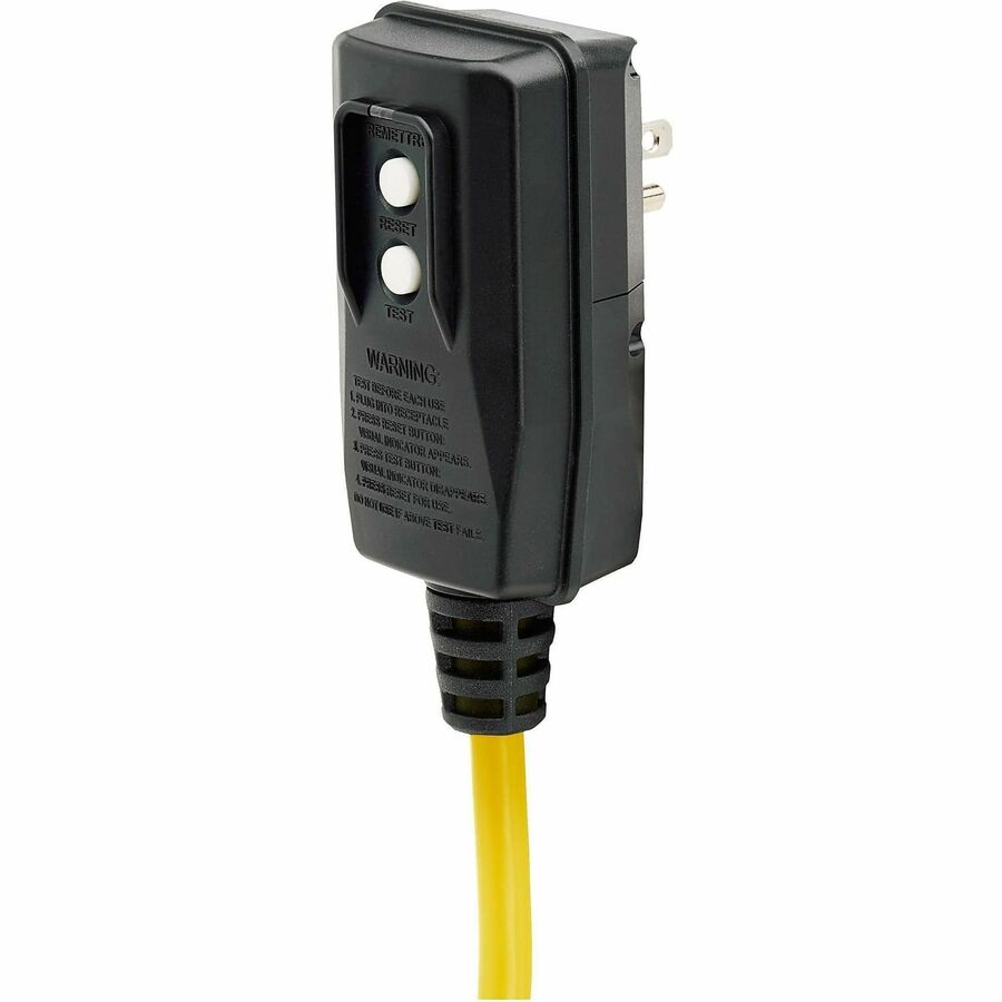 Power It! Safety Power Strip with GFCI Plug, 8 Outlets, 12 ft Cord, Yellow/Black