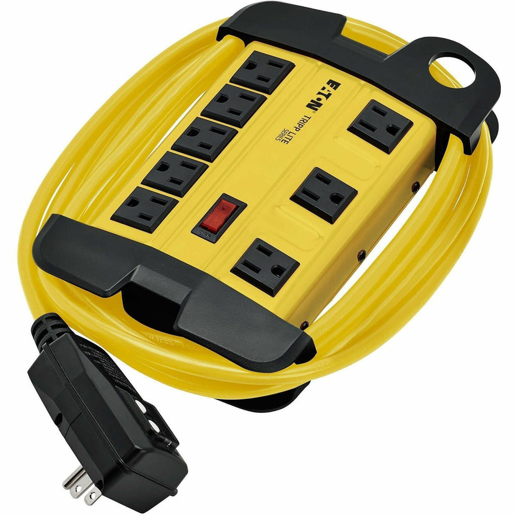Power It! Safety Power Strip with GFCI Plug, 8 Outlets, 12 ft Cord, Yellow/Black