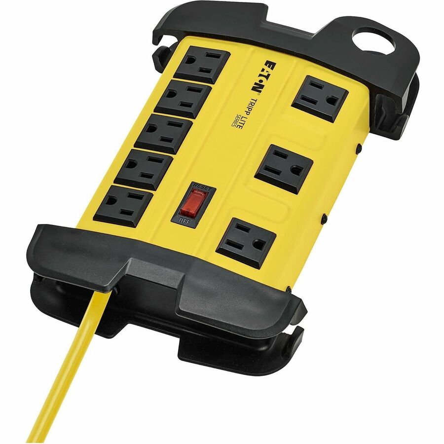 Power It! Safety Power Strip with GFCI Plug, 8 Outlets, 12 ft Cord, Yellow/Black