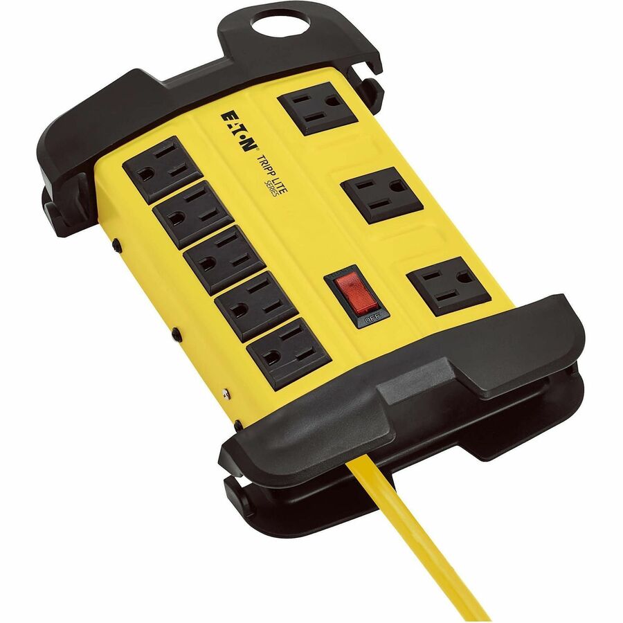 Power It! Safety Power Strip with GFCI Plug, 8 Outlets, 12 ft Cord, Yellow/Black