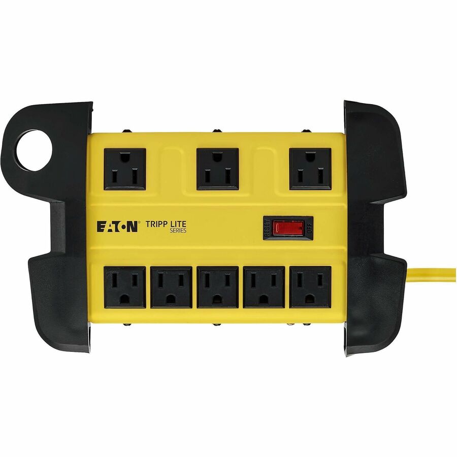 Power It! Safety Power Strip with GFCI Plug, 8 Outlets, 12 ft Cord, Yellow/Black