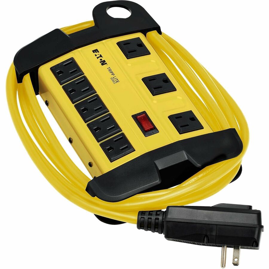 Power It! Safety Power Strip with GFCI Plug, 8 Outlets, 12 ft Cord, Yellow/Black