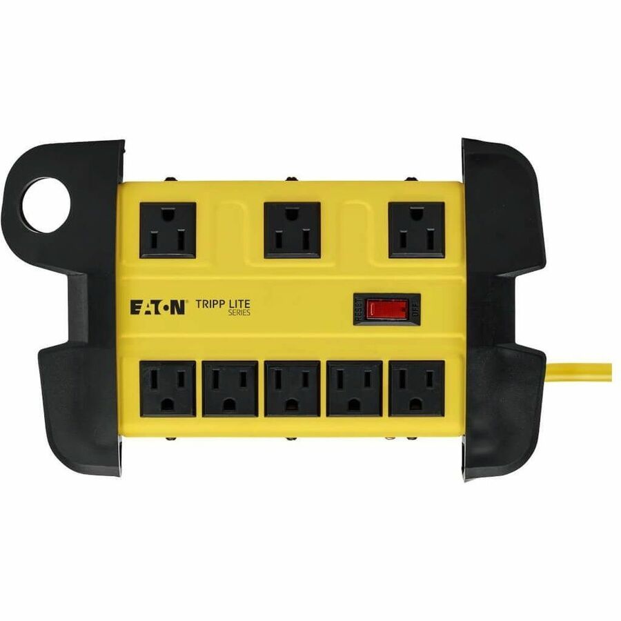 Power It! Safety Power Strip with GFCI Plug, 8 Outlets, 12 ft Cord, Yellow/Black