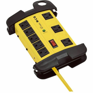 Protect It! Industrial Safety Surge Protector, 8 AC Outlets, 12 ft Cord, 1,500 J, Yellow/Black