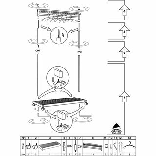 Garment Racks, Two-Sided, 2-Shelf Coat Rack, 6 Hanger/6 Hook, 44.8w x 21.67d x 70.8h, Silver/Wood
