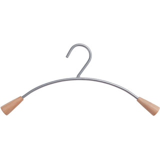 Metal and Wood Coat Hangers, 16.8", Metallic Gray/Mahogany, 6/Set