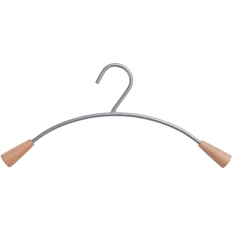 Metal and Wood Coat Hangers, 16.8", Metallic Gray/Mahogany, 6/Set
