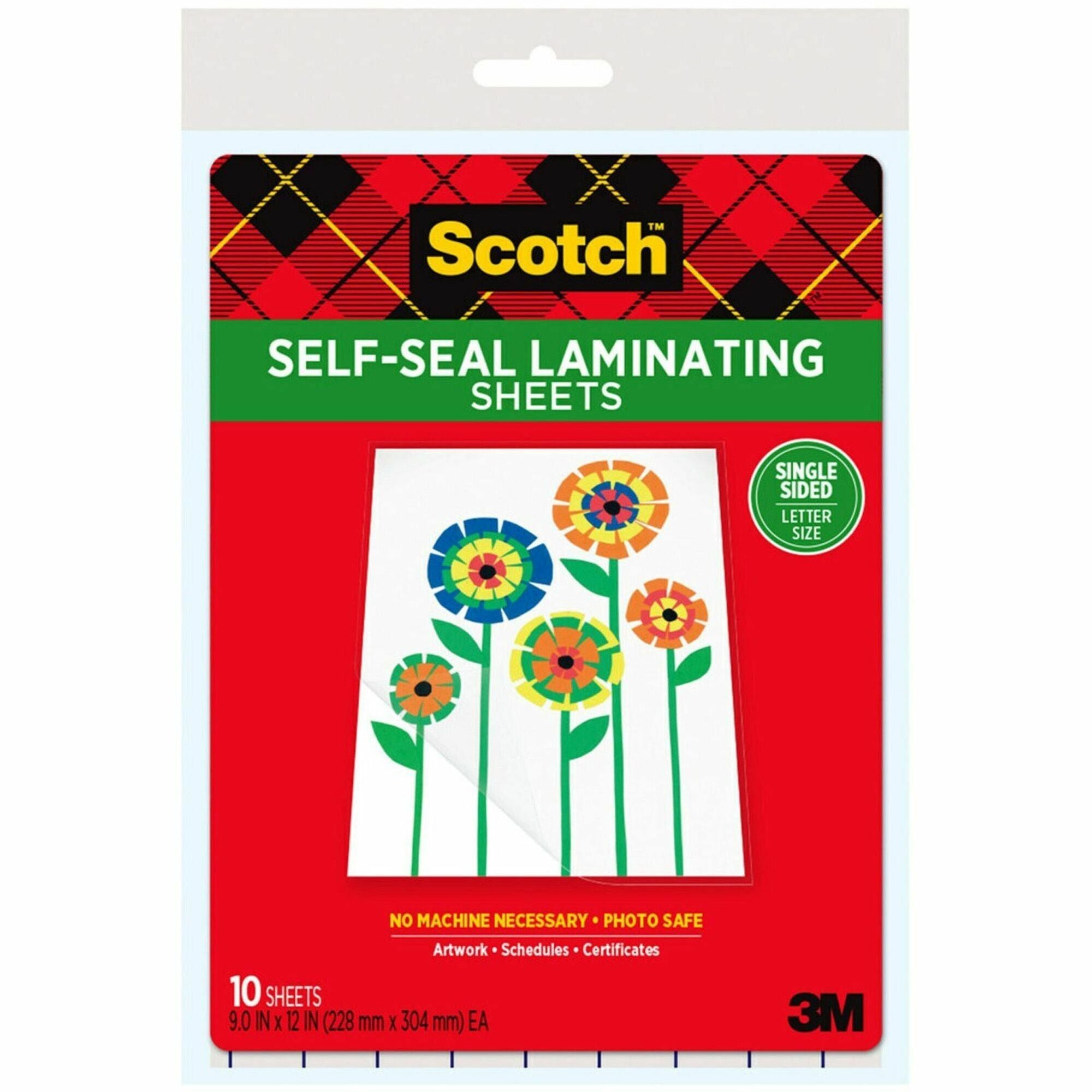 Self-Sealing Laminating Sheets, 6 mil, 9.06" x 11.63", Gloss Clear, 10/Pack
