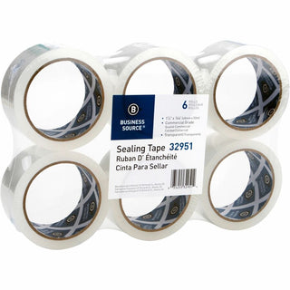 Business Source 3" Core Sealing Tape - 55 yd Length x 1.88" Width - 3" Core - Pressure-sensitive Poly - 2 mil - Adhesive Backing - Abrasion Resistant, Moisture Resistant, Split Resistant - For Packing, Sealing - 6 / Pack - Clear